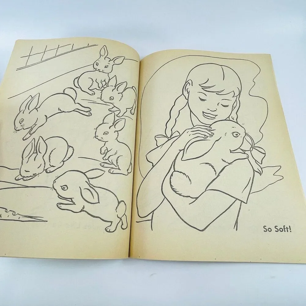 Farm Animals Coloring Book Western Publishing 1960 Vintage Paperback Uncolored